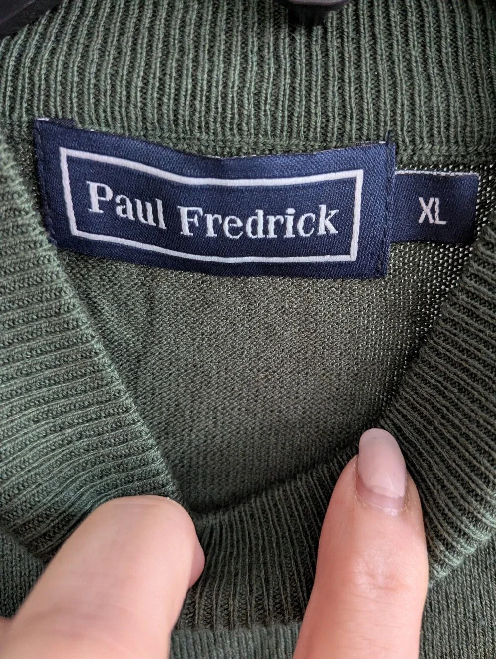 Paul Fredrick Olive Green Turtleneck Sweater Cotton, Silk And Cashmere XL